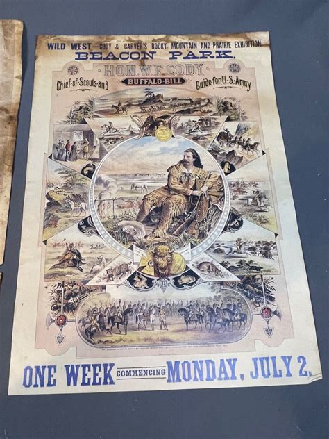 Original Buffalo Bill Poster Color A Hoen And Co Antique Beacon Park