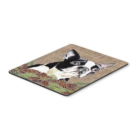 Boston Terrier Faux Burlap And Pine Cones Mouse Pad Hot Pad Or Trivet Walmart