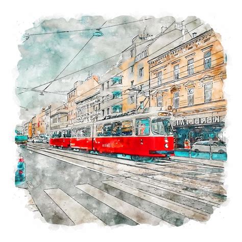 Vienna Austria Watercolor Sketch Hand Drawn Illustration 13745023