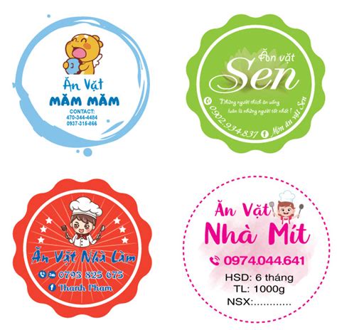 Mẫu Tem Nhãn Logo Shop Ăn Vặt