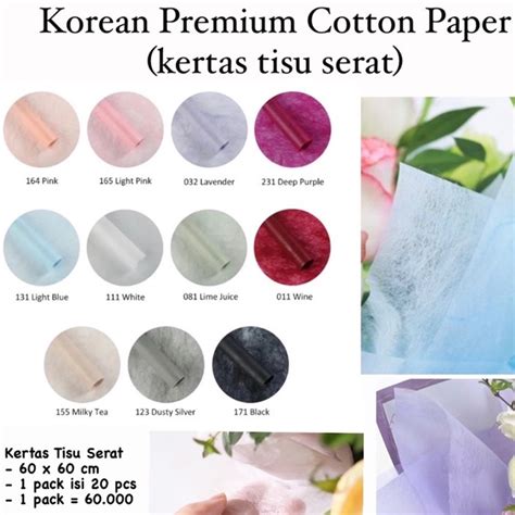 Jual 5 LEMBAR Kertas Tisu Buket Serat Premium Cotton Paper Non