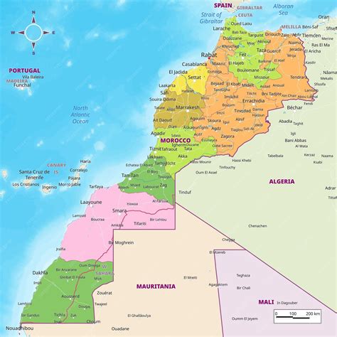 premium vector morocco political map  capital cities towns