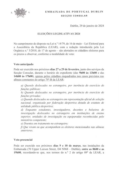 Eleições Para A Assembleia Da República 2024 Modalidades De Voto Notícias A Embaixada