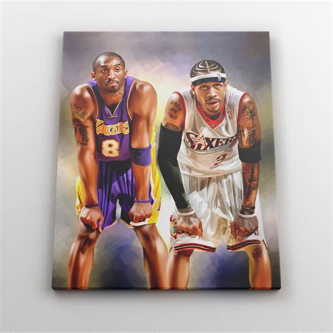 Kobe Bryant Allen Iverson Canvas Print Philadelphia 76ers Etsy