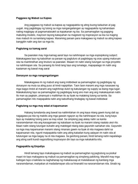 Paggawa Ng Mabuti Sa Kapwa Pdf