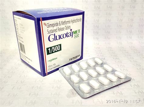 Glimepiride And Metformin Hydrochloride Sustained Release Tablets 1mg500mg Glucotaj Met Sr Taj