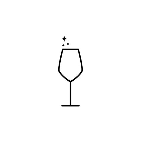 Sparkling White Wine Glass Icon On White Background Simple Line Silhouette And Clean Style