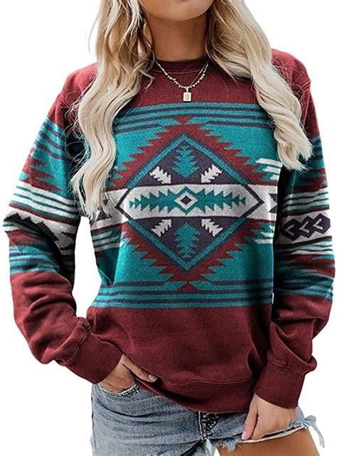 Riffazack Women Aztec Shirts Geometric Lightweight Shirt Sweatshirts