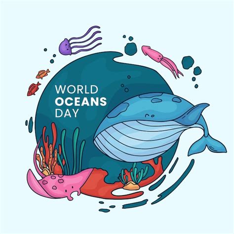 Premium Vector Hand Drawn World Oceans Day Illustration