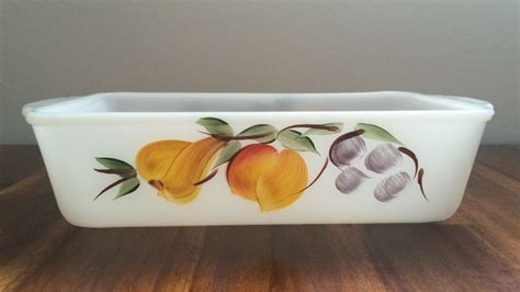 Vintage Fire King Gay Fad Hand Painted Quart Casserole Fruit Pattern