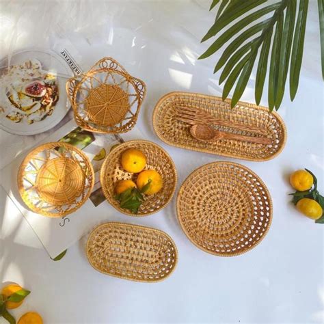 Kitchen Cover Storage Vegetable Bread Picnic Woven Basket Fruits
