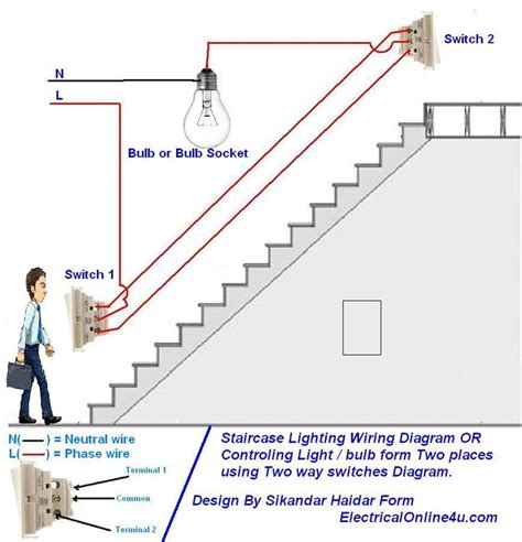 Circuito de Instalación Eléctrica de Escalera y Pasillos