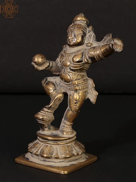 5 Small Dancing Krishna Sculpture In Brass Exotic India Art