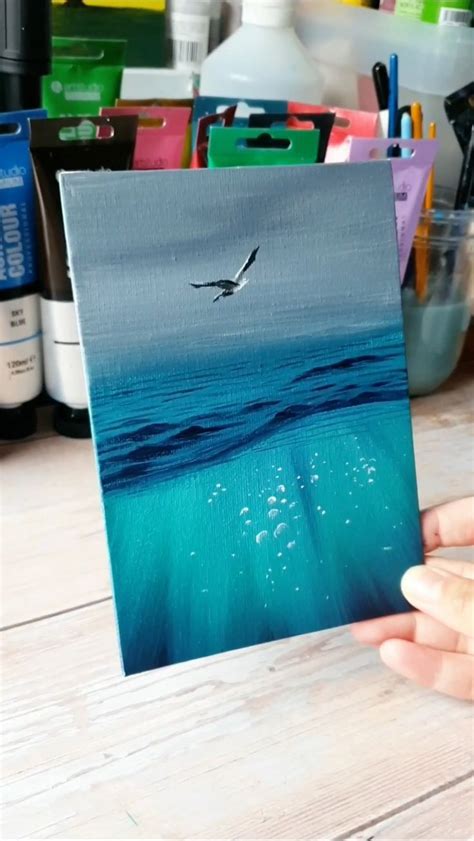 Simple Seascape Painting Idea Arcylic In 2024 Canvas Art Painting