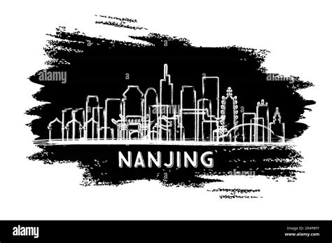 Nanjing China City Skyline Silhouette Hand Drawn Sketch Business