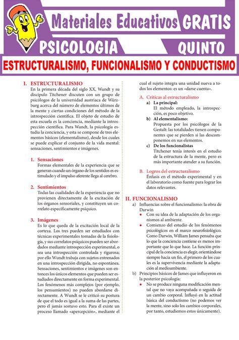 Estructuralismo Funcionalismo Y Conductismo Preguntas I