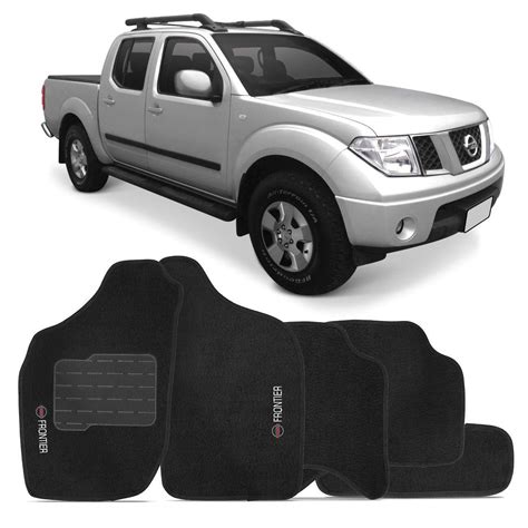 Jogo De Tapete Carpete Nissan Frontier 2008 A 2013 Preto Bordado 5