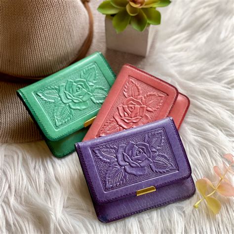 Small Leather Wallet • Cute Womens Wallets • Small Floral Wallet