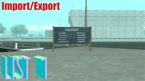 Gta San Andreas Import Export List Youtube