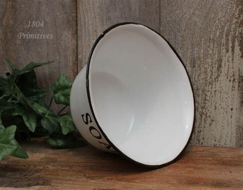 6 Reproduction Enamelware SOAPS Bowl White With Black Trim EBay