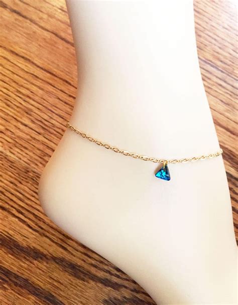 Swarovski Crystal Anklet Gold Filled Anklet Something Blue Etsy