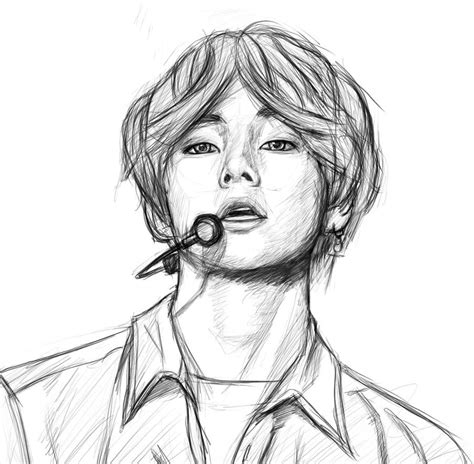 Sketch of BTS V Taehyung by Light255 on DeviantArt