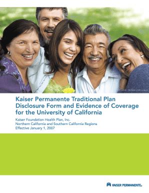 Fillable Online Kaiser Permanente Traditional Plan Disclosure Form And