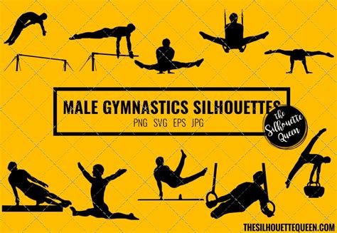 Man Gymnast silhouette Male Gynmastics clipart Boy sports | Etsy