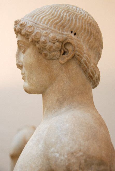 Head Anaphe Kouros Side View Bc Marble British Museum