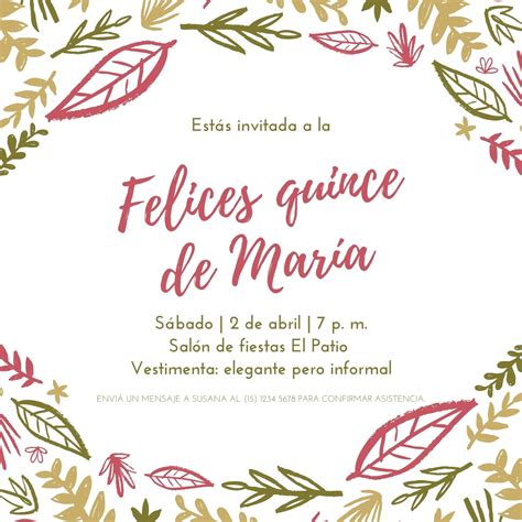 Explorá Nuestras Plantillas De Tarjetas De Invitación Para 15 Años Canva