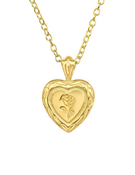 Collar de Plata de Corazon Bañado en Oro 18K