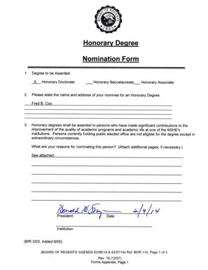 Fillable Online System Nevada Honorary Degree Nomination Form Home