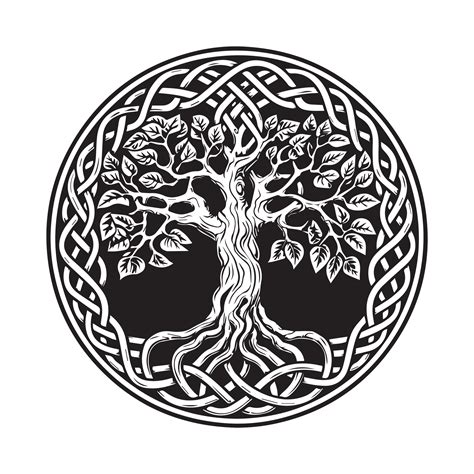 Celtic Tree Of Life Decorative Vector Ornament Tattoo Sketch Grunge