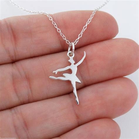 Ballerina Charm Necklace 925 Sterling Silver Ballerina Dancer Ballet