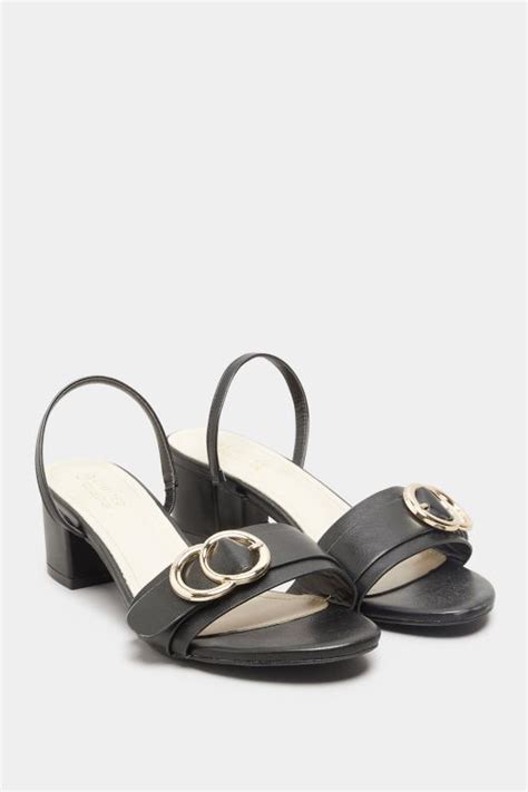 LIMITED COLLECTION Black Buckle Block Heeled Sandal In Wide E Fit