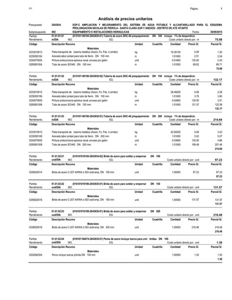 Análisis de precios unitarios