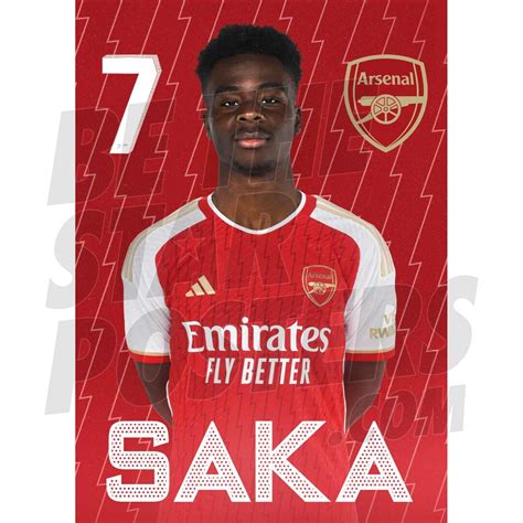 Arsenal Fc Saka Headshot Poster Officially Licensed Product A