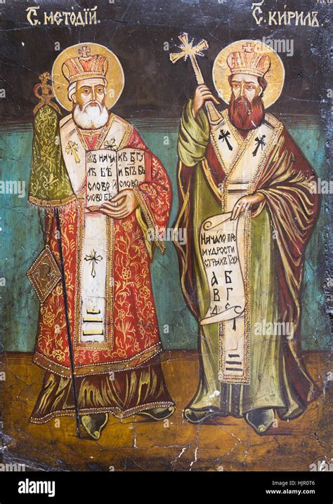 Icône byzantine des saints Cyril et Methodius les deux frères qui