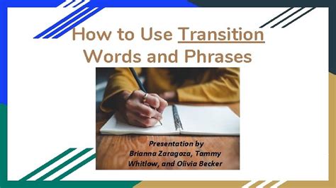 How To Use Transition Words And Phrases Presentation