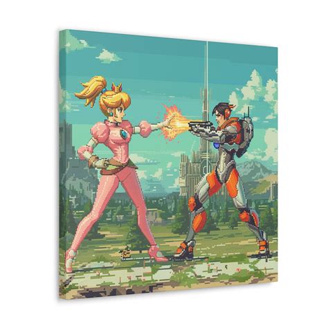 Gamer Room Pixel Style Face Off Featuring Peach And Tracer Etsy