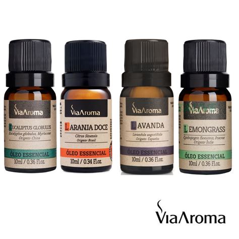 Kit Leos Essenciais Via Aroma Para Aromaterapia Eucalipto Laranja