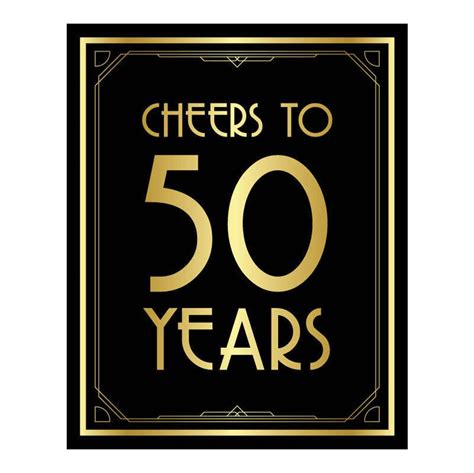 Cheers to 50 Years Happy 50th Birthday Cheers to 50 Years Sign 50th ...