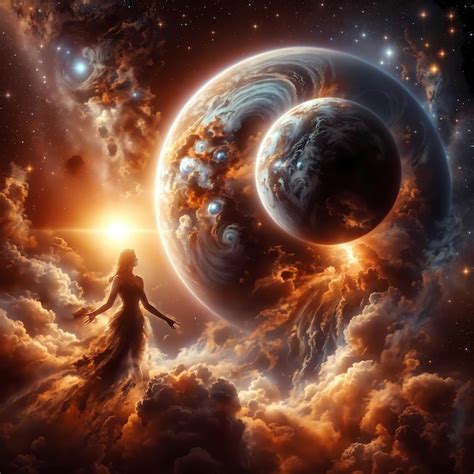 Premium Photo Illustration Of The God Of The Universe In Front Of Planets