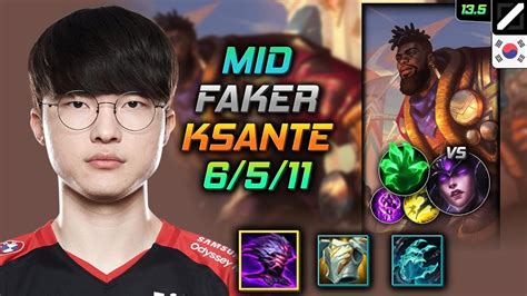 페이커 미드 크산테 템트리 룬 해신 작쇼 착취 Faker K Sante Mid vs Syndra 롤 KR 13 5