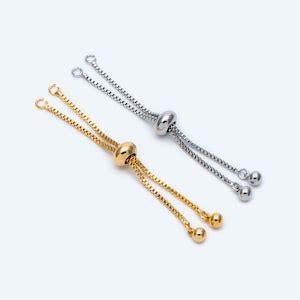 10pcs Gold Silver Sliding Adjustable Bracelet Making Chains Half