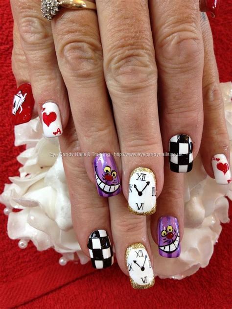 Alice In Wonderland Nail Art Freehand Alice In Wonderland Nail Art