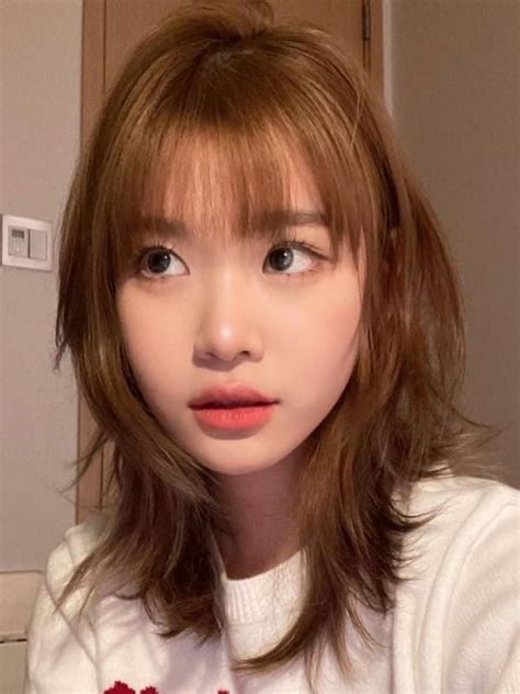 Light Brown Layered Shoulder Length Hair Japanese Short Hair Korean