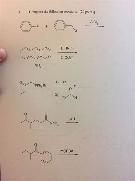 Solved 1 Complete The Following Reactions 20 Points AICI Chegg