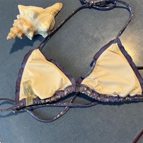 XS Victoria Secret Purple And Silver Heart Bikini Depop
