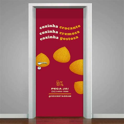 Adesivo Para Porta Coxinha Crocante Fran Adesivos De Parede